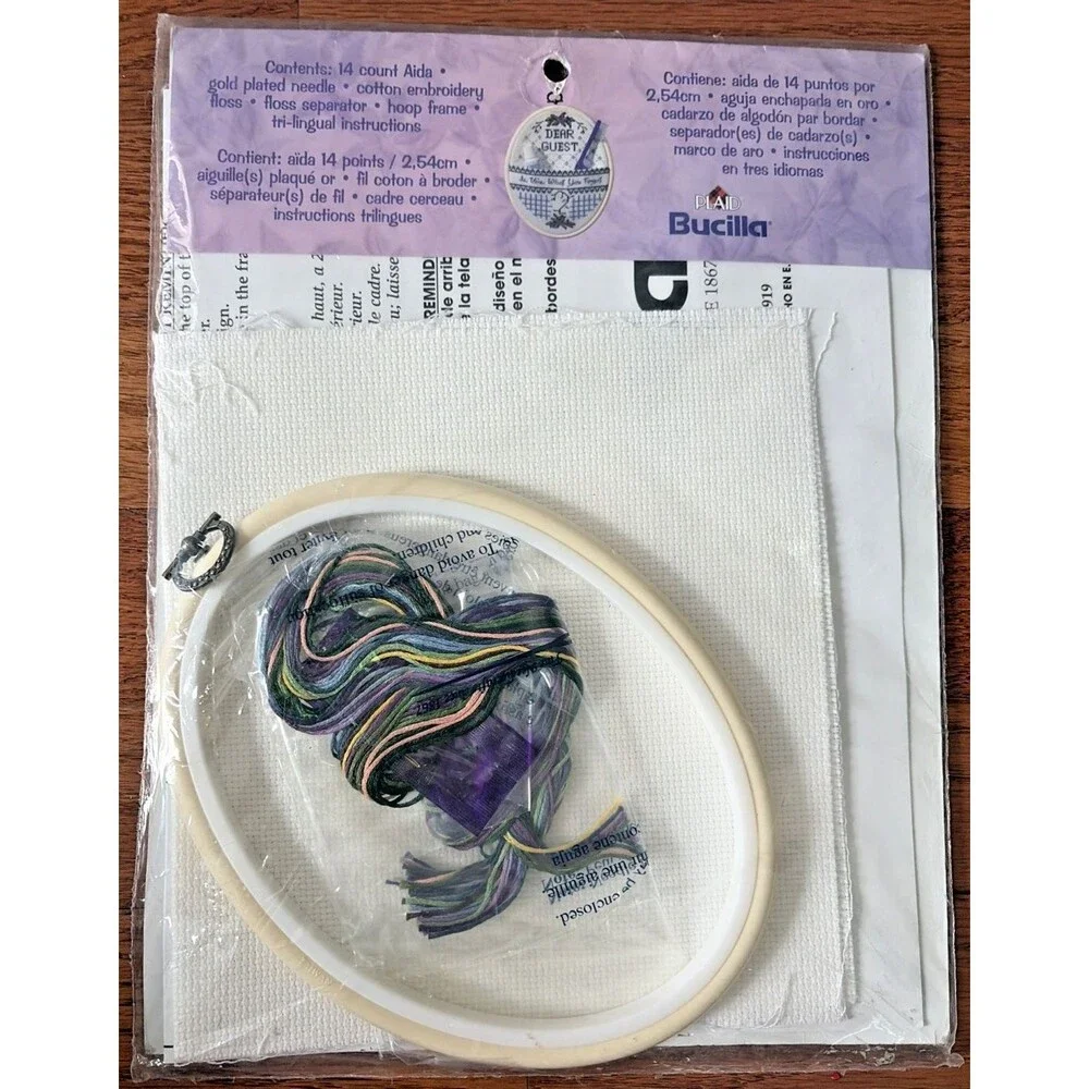 Bucilla 2001 Counted Cross Stitch Kit 42919 Dear Guest Sign Forgot Toothbrush